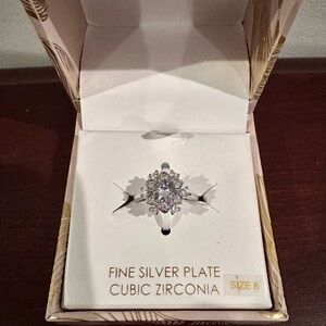 Madison Tyler Fine Silver Plate Cubic Zirconia Ring, Size 6